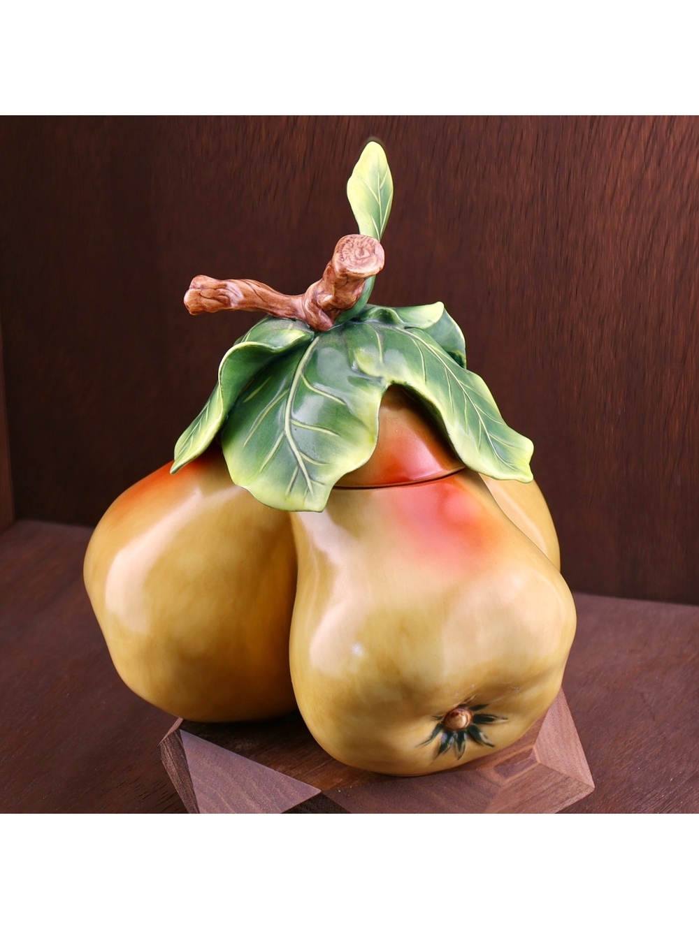 Vintage Fitz and Floyd Jardin Potagere Ceramic Pear Serving Bowl with Lid
